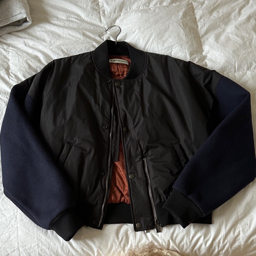 Balenciaga Black and Navy Bomber Jacket